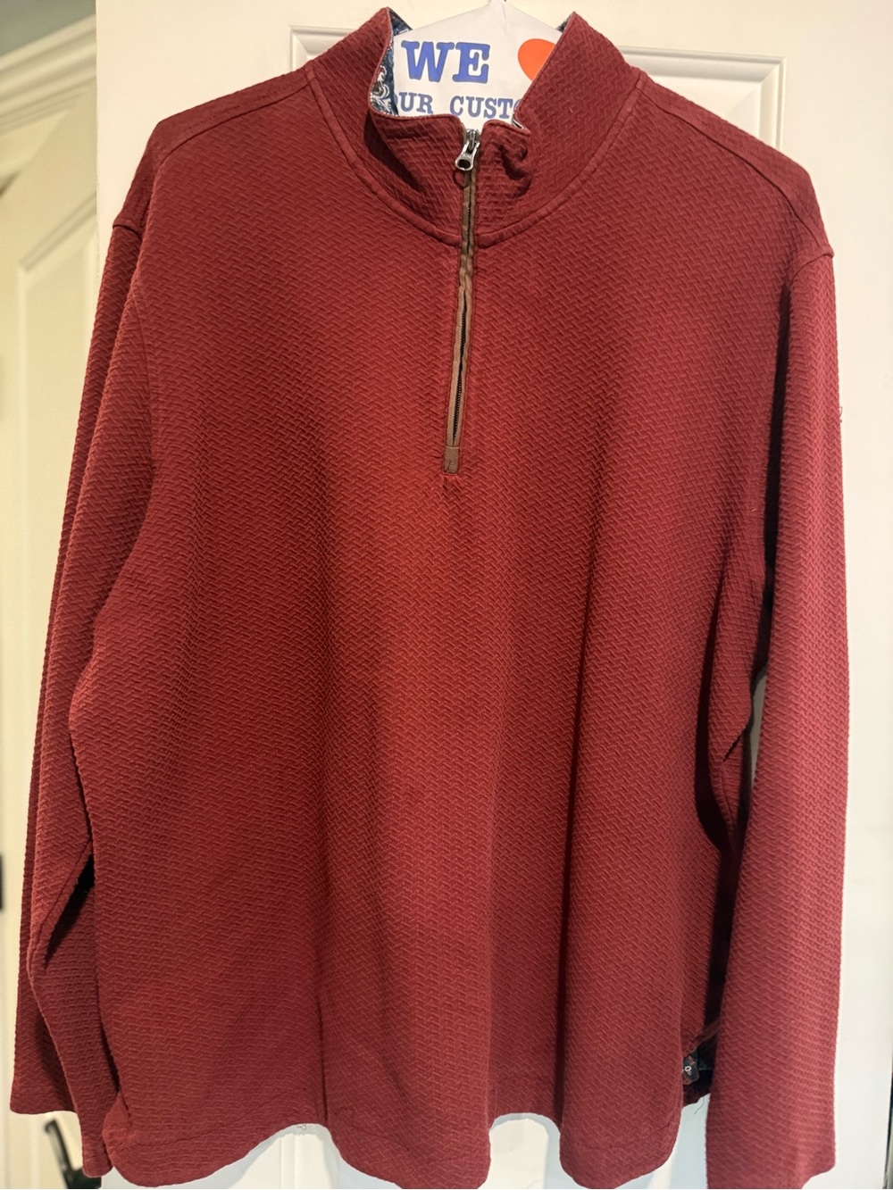 Robert Graham Men's Zip-Up Sweater in Brick Red